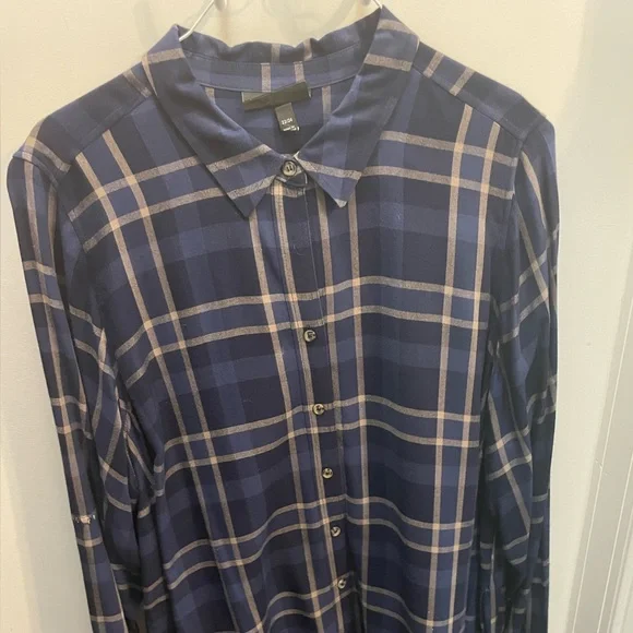 Plaid Button Up Tunic - Picture 1 of 4